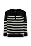 Polo Neck Oversize Extra Comfortable Cut Striped Knitwear Sweater - 2