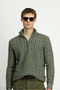 Half Turtleneck Regular Fit Zippered Patterned Knitted Wool Sweater - 3