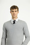 V Neck Regular Fit Cotton Cashmere Knitwear Sweater - 3