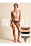 Set of 5 pairs of women's thong panties, seamless, laser cut, invisible, microfiber, Multicolor (Black, Khaki, Brown, Beige, Off-white), 2XL