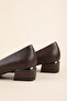Genuine Leather Low Heel Shoes Vdt.07 Brown - 8