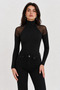 Women's Black Tulle Blouse with Shoulders - 8