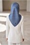 100% twill silk monogram patterned indigo colored 90x90 scarf sewing method: hand stitching - 7