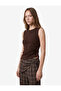 Asymmetrical Cut Slim Fit Crew Neck Sleeveless Blouse - 2