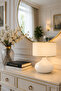 Beige Color Table with Metal Legs - Bedside Table - Display Lampshade
