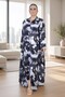 Ebru Patterned g Shirt Collar C Pocketed Wide Cut Viscose Oversize Dress - 2