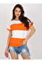 Tricou basic portocaliu si alb - 5
