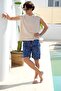 Quick-Drying Patterned Bermuda Swim Shorts with Pockets-26503 - 4
