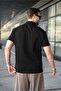 Black Half Zipper Detailed Polo Collar Men's T-Shirt E7184 - 4