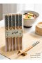 Bamboo Chopstick 5 Pairs Patterned Washable Chinese Sushi Ramen Noodle Chopstick