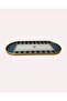 Lux Concept Oval Presentation Tray with Bird Figure and Navy Blue Stripes - Metal Frame 30X13 cm - 4