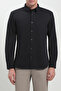 Men's Regular Fit Mini Eagle Detailed Cotton Long Sleeve Black Shirt