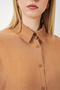 Women's Textured Shirt and Trousers Two-Piece Set 6710 - Camel - 5