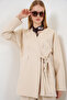 Women's Side-Tie Jacket and Trousers Two-Piece Set 30099 - Cream - 2
