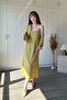 Draped Chest Detail Shirt Dress Mustard Set