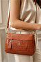 Tan Crocodile Patterned Women's Shoulder Bag Stylish Daily Use Large Volume Modern Design - 4