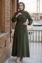 Buckle Detailed Tied Ayrobin Dress Khaki Hm2907 - 4