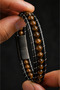Men's Tiger's Eye Stone Leather Bracelet Multi-Layered Natural Stone Weave Design Stylish Bracelet with Lock - 4