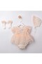 Helen Back Tie Bow Lace Baby Girl 3-Piece Romper Set (Socks-Bonnet-Romper)