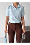 Premium Viscose Soft Textured Polo Collar Short Sleeve Embroidery Detailed Knitwear Sweater - 6
