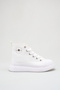 Unisex White High Sole Comfortable Sneaker Lace-Up Ankle Casual Canvas Sneaker - 5