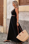 New Season Women's Strappy Double-Breasted Collar Waist Ethnic Patterned Long Viscose Summer Dress - 2