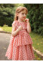 Girls Heart Print Ruffled Sleeveless Dress - 5
