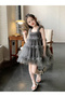 Girls Ruffled Mesh Sleeveless Tiered Dress