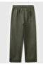 Women's Khaki 100% Linen Drawstring Cigarette Pants with Pockets - 2