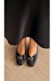 La Mi̇a Women's Black Buckle Thick Heeled Leather Classic Plus Size Shoes - 4