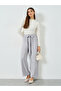 Grey Wide Leg Trousers with Tie Waist