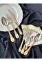 24K Decorated Gold Zera 42 Piece Cutlery Set for 6 People