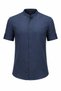 Embroidered Hakim Collar Short Sleeve Men's Shirt with Epaulet Detail - 5