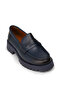 Women's Genuine Leather Navy Blue Loafers - 6