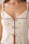 Lemon Pattern Low-Cut Collar Ruffle Detail Camisole Fabric Cotton Lycra Strap Mini Shorts Pajama Set - 7