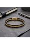 💎   Premium Yellow Steel Chain Braided and Leather Men's Bracelet 31834B24D4 - 21 cm - 4