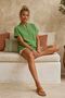 Pistachio Green Hakim Collar Short Sleeve Buttoned Embroidered Casual Cotton Woven Blouse 67 55 - 6