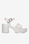 Women's White High Heeled Comfortable Single Strap Buckle Shoes