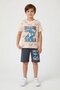 Smoked Shark Printed Crew Neck Boys' Shorts Set 23840