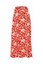 Women's High Waist Red and White Floral Long Viscose Skirt