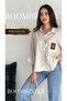 Women's Oversize Shirt with Pocket Embroidery Detail, Wide Sleeves, Linen Blend Shirt - 5