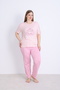 Embroidered Milan Knitted Short Sleeve Oversized Women's Pajama Set - 3