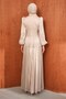 Stone Waist Gathered Layered Evening Dress - 5