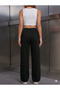 Women's Black Wide-Leg Sweatpants - High-Waisted Relaxed Fit Two-Thread Seasonal Sweatpants - 3