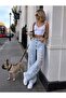 Iced blue skater jean jacket trousers with ripped detail - 2