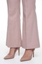 Women's Beige High Waist Belted Spanish Flare Pants with Belt Detail - 3