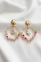 Colorful Crystal Stone Drop Pearl Earrings 7 Cm. - 2