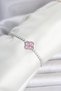 Brass Silver Color Pink Zircon Stone Clover Model Waterway Women's Bracelet