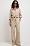 Women's Blue Muslin Fabric Elastic Waist Wide Leg Pants Summer Comfortable Cut - 5