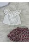 Baby Girl 2-Piece Set Madonna Collar White Blouse & Crispy Floral Patterned Skirt Set - 3